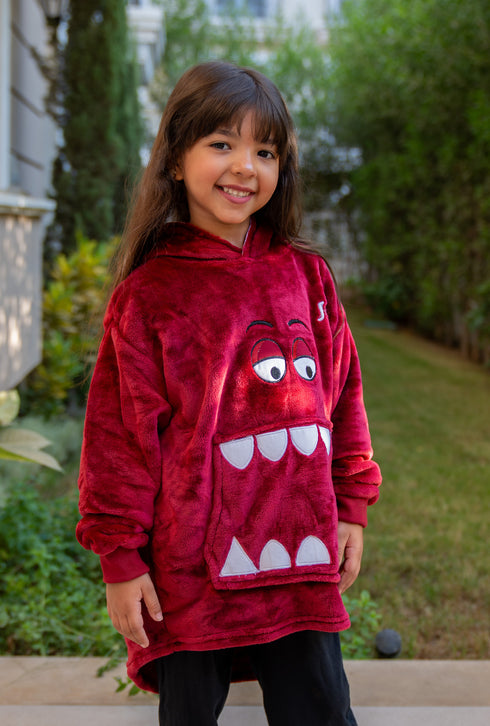 Snuggs Kids Blanket Hoodie Dark Red